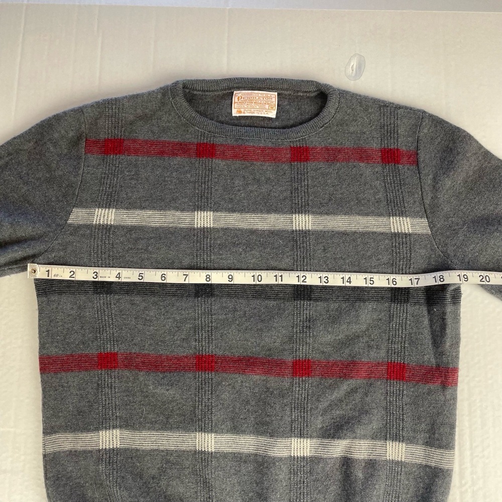 Pendleton Gray Virgin Wool Crew Neck Sweater Red … - image 6